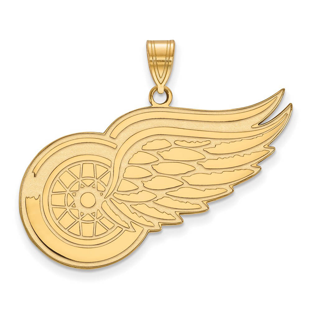 SS 14k Yellow Gold Plated NHL Detroit Red Wings XL Pendant, Item P30162 by The Black Bow Jewelry Co.
