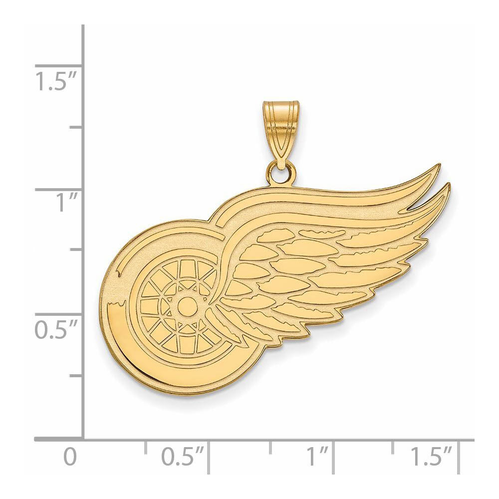 Alternate view of the SS 14k Yellow Gold Plated NHL Detroit Red Wings XL Pendant by The Black Bow Jewelry Co.