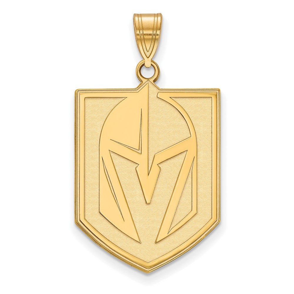 SS 14k Yellow Gold Plated NHL Vegas Golden Knights XL Pendant, Item P30163 by The Black Bow Jewelry Co.