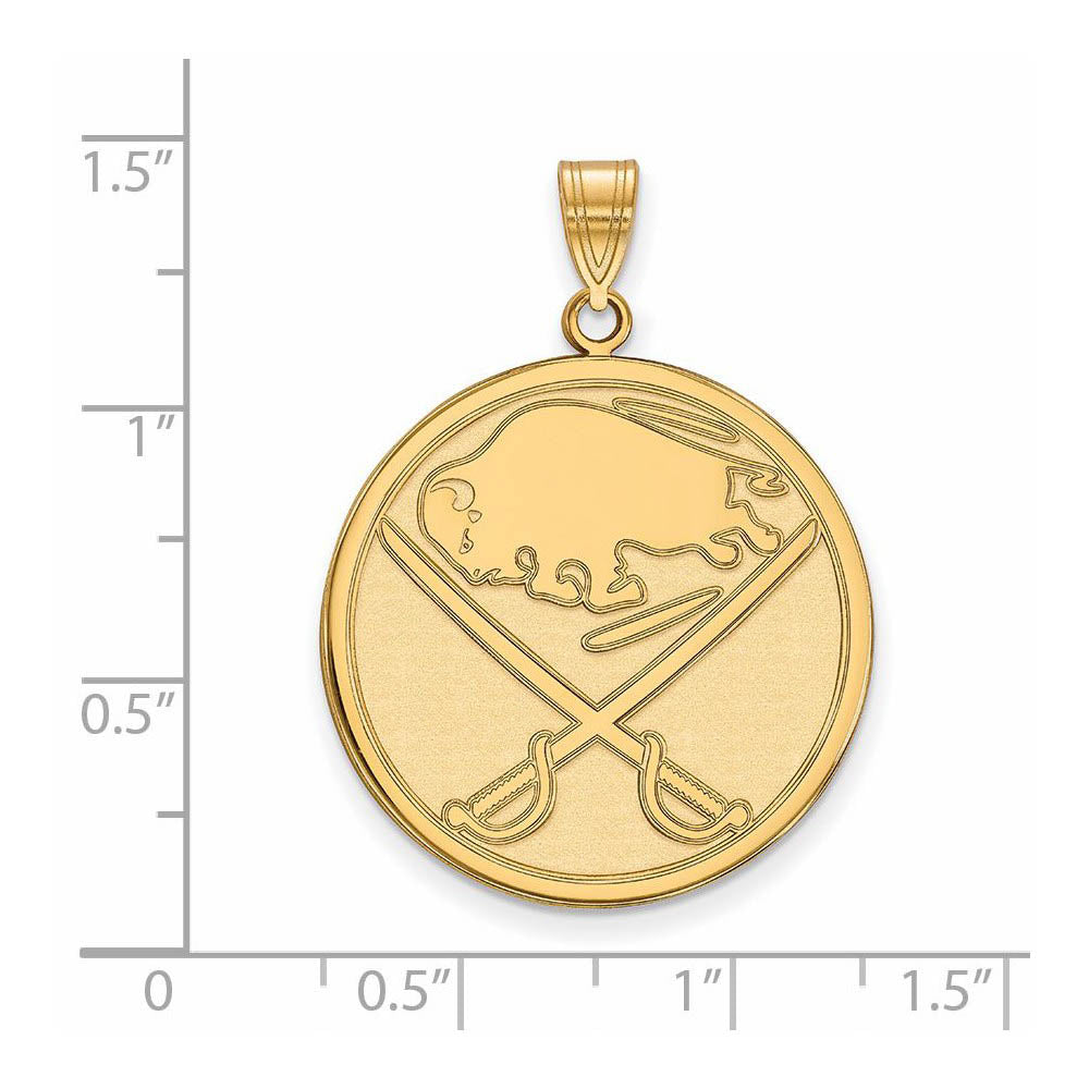 Alternate view of the SS 14k Yellow Gold Plated NHL Buffalo Sabres XL Disc Pendant by The Black Bow Jewelry Co.