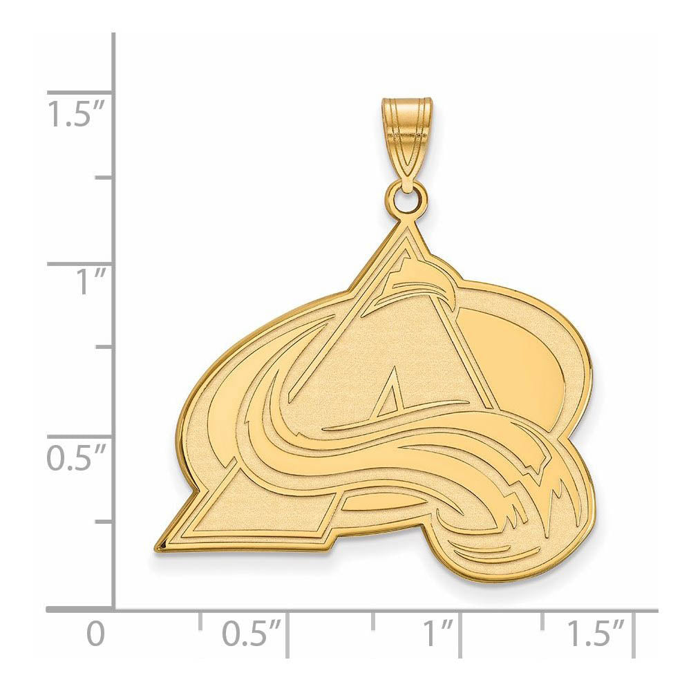 Alternate view of the SS 14k Yellow Gold Plated NHL Colorado Avalanche XL Pendant by The Black Bow Jewelry Co.