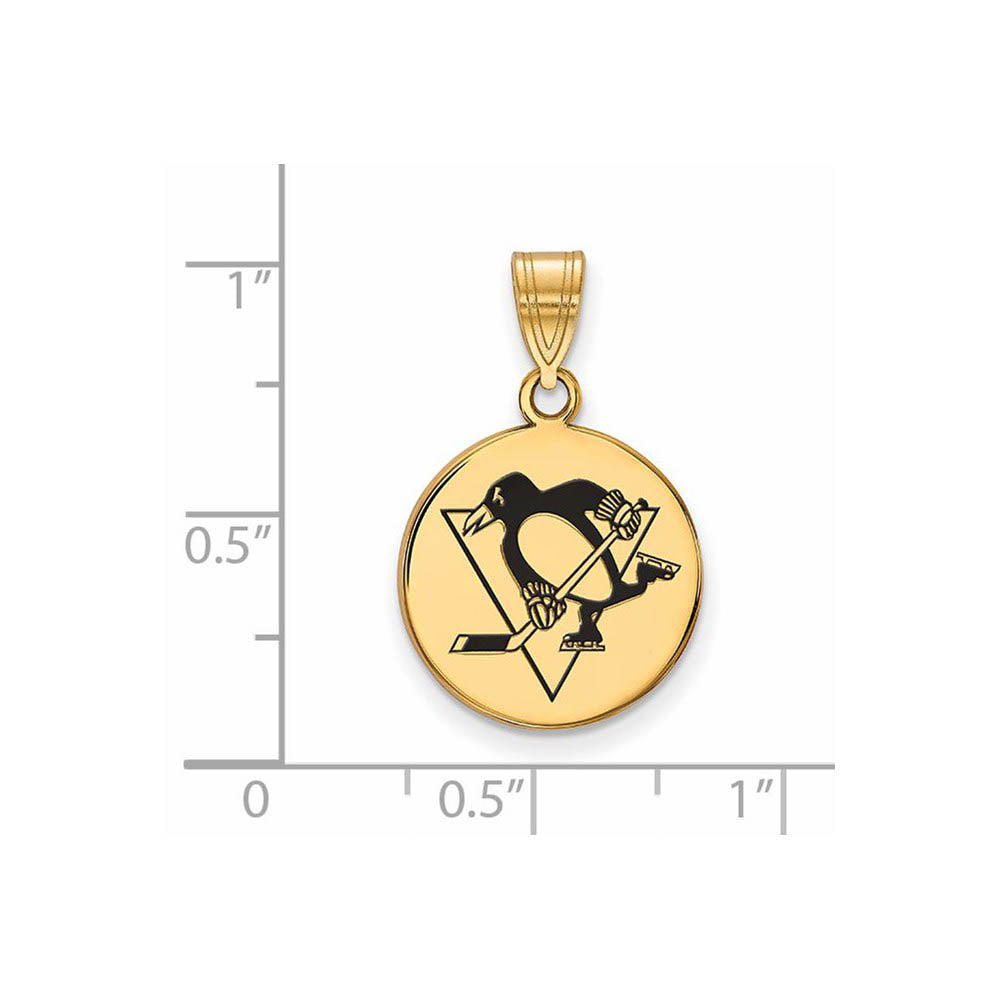 Alternate view of the SS 14k Yellow Gold Plated NHL Pitts. Penguins MD Enamel Disc Pendant by The Black Bow Jewelry Co.