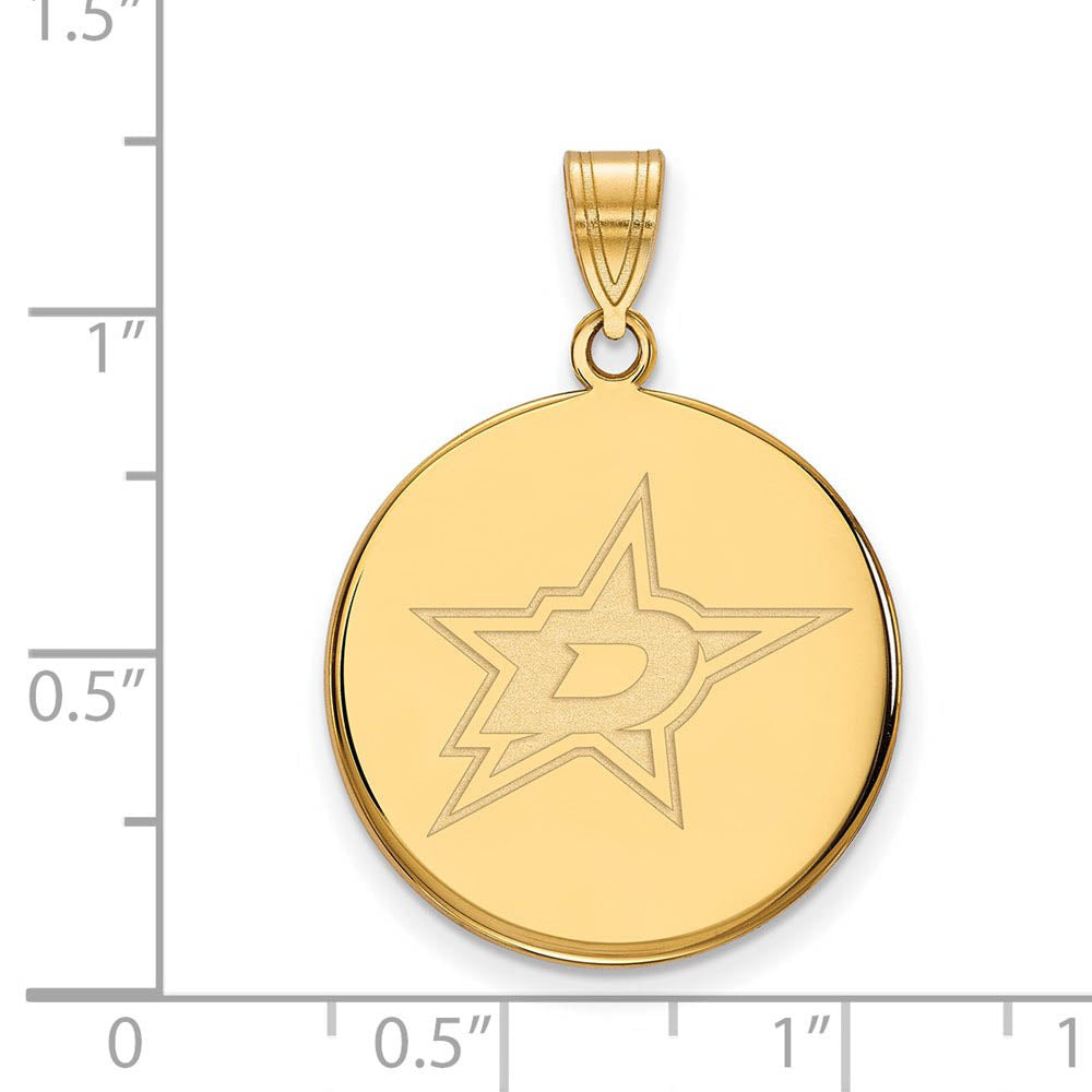 Alternate view of the SS 14k Yellow Gold Plated NHL Dallas Stars LG Disc Pendant by The Black Bow Jewelry Co.