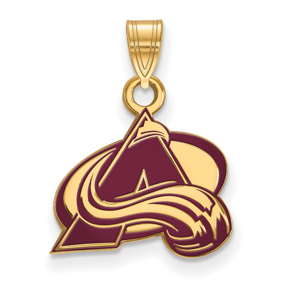 SS 14k Yellow Gold Plated NHL Colorado Avalanche SM Enamel Pendant, Item P30191 by The Black Bow Jewelry Co.