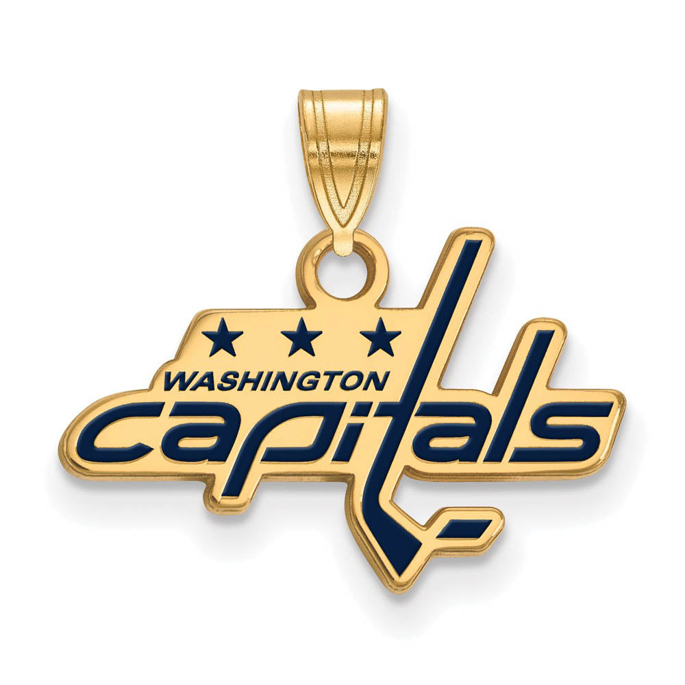 SS 14k Yellow Gold Plated NHL Washington Capitals SM Enamel Pendant, Item P30192 by The Black Bow Jewelry Co.