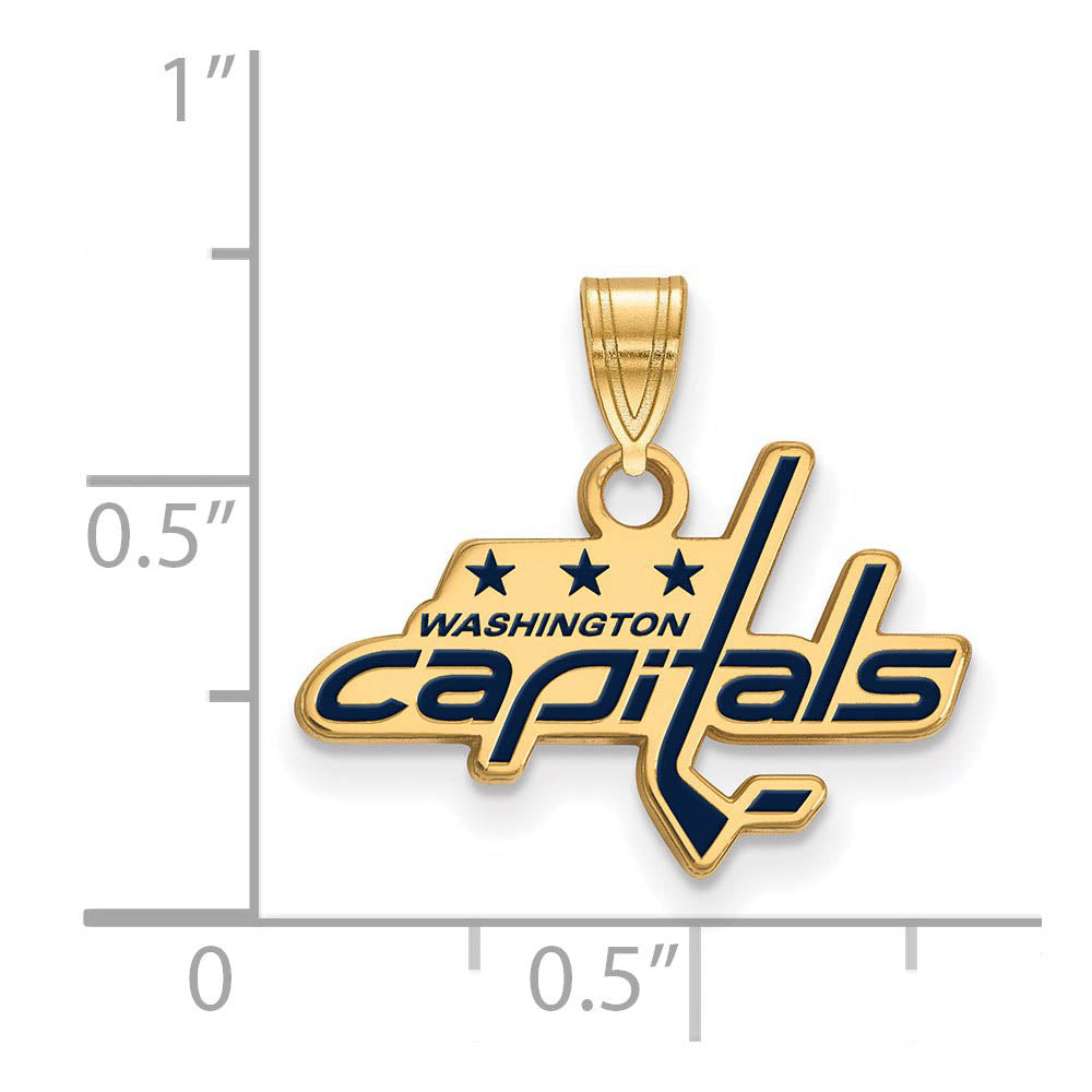 Alternate view of the SS 14k Yellow Gold Plated NHL Washington Capitals SM Enamel Pendant by The Black Bow Jewelry Co.