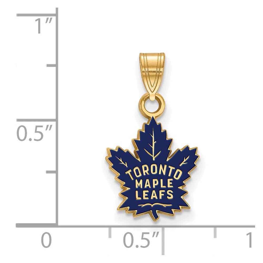 Alternate view of the SS 14k Yellow Gold Plated NHL Toronto Maple Leafs SM Enamel Pendant by The Black Bow Jewelry Co.