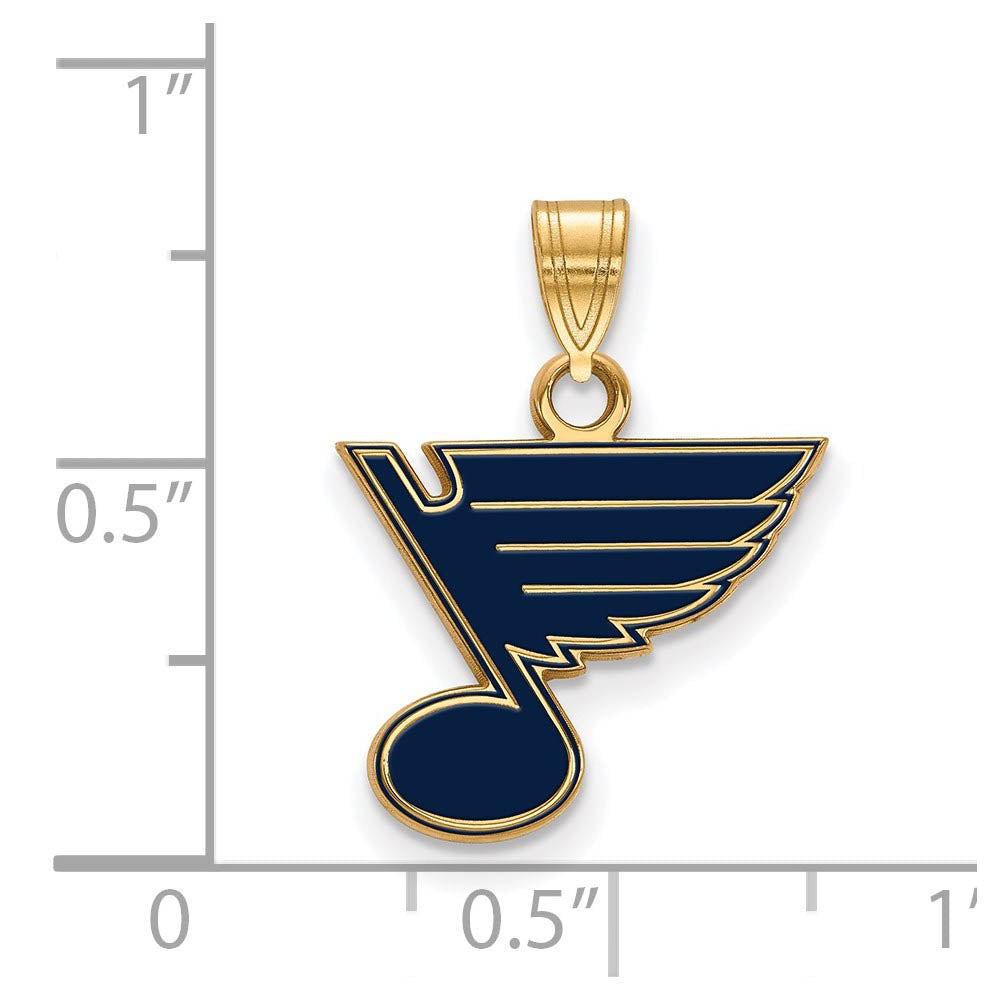 Alternate view of the SS 14k Yellow Gold Plated NHL St. Louis Blues SM Enamel Pendant by The Black Bow Jewelry Co.