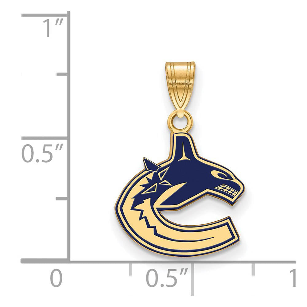 Alternate view of the SS 14k Yellow Gold Plated NHL Vancouver Canucks SM Enamel Pendant by The Black Bow Jewelry Co.
