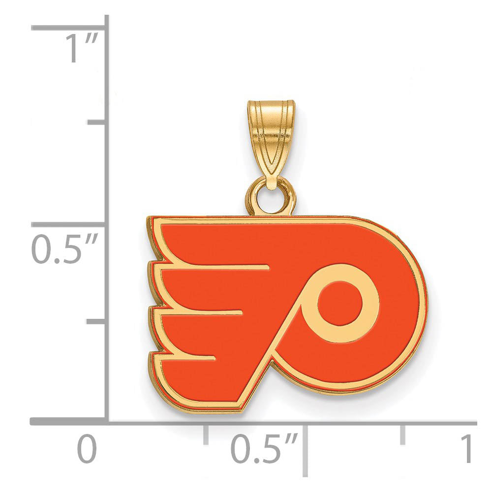 Alternate view of the SS 14k Yellow Gold Plated NHL Philadelphia Flyers SM Enamel Pendant by The Black Bow Jewelry Co.