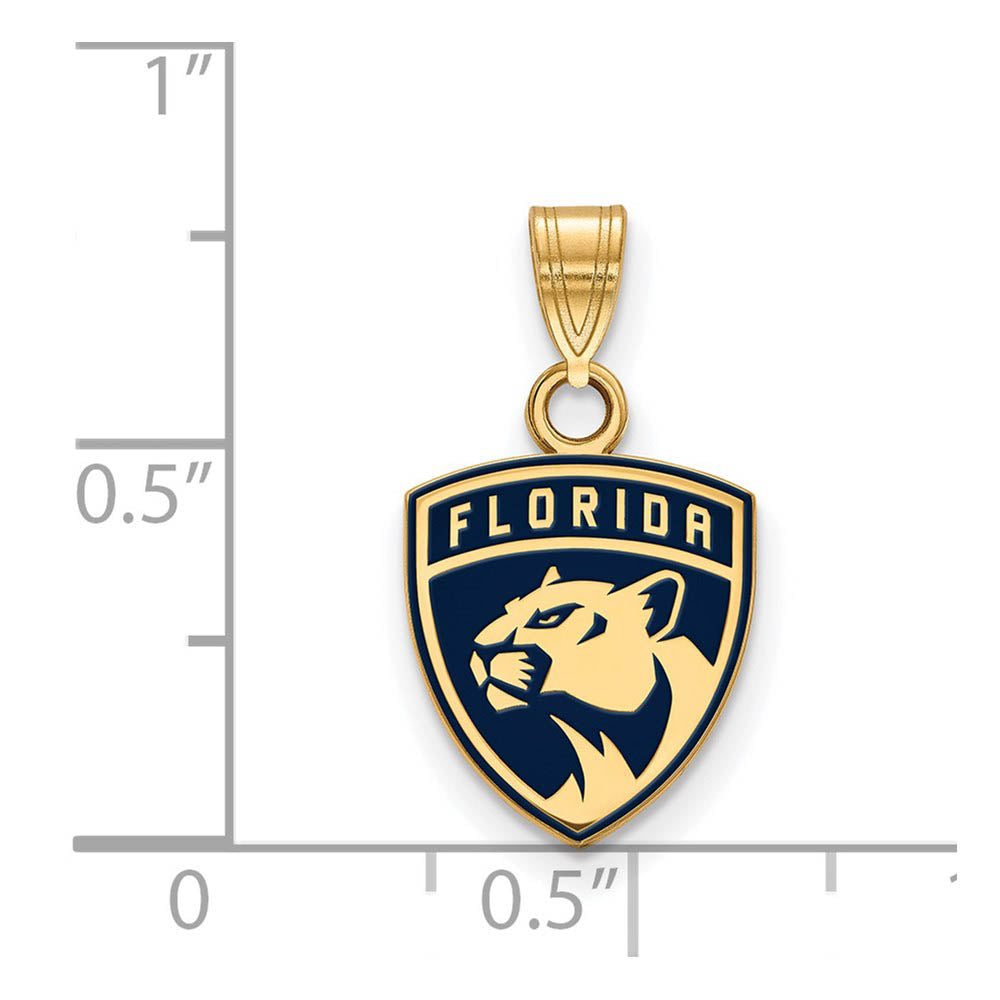 Alternate view of the SS 14k Yellow Gold Plated NHL Florida Panthers SM Enamel Pendant by The Black Bow Jewelry Co.