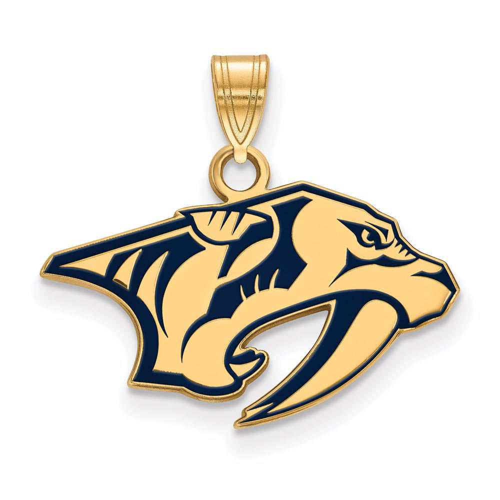 SS 14k Yellow Gold Plated NHL Nashville Predators SM Enamel Pendant, Item P30208 by The Black Bow Jewelry Co.
