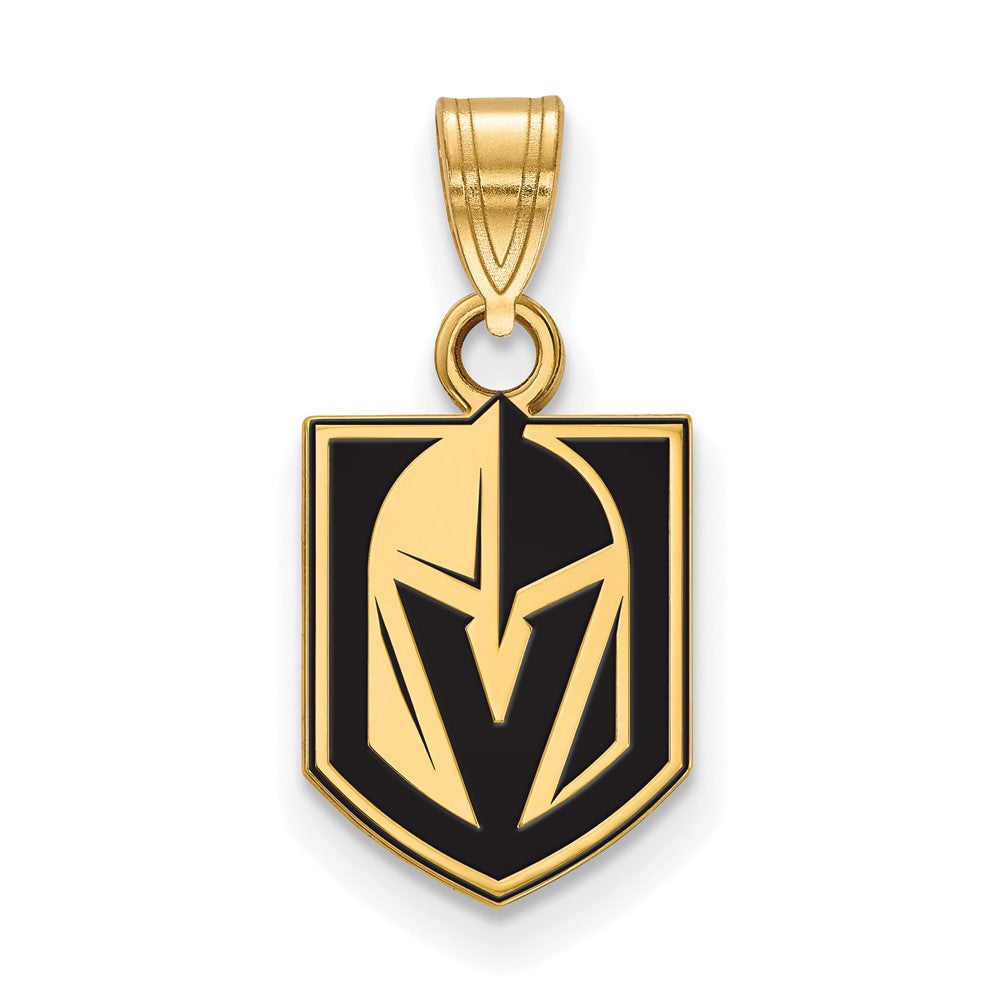 SS 14k Yellow Gold Plated NHL Golden Knights SM Enamel Pendant, Item P30209 by The Black Bow Jewelry Co.