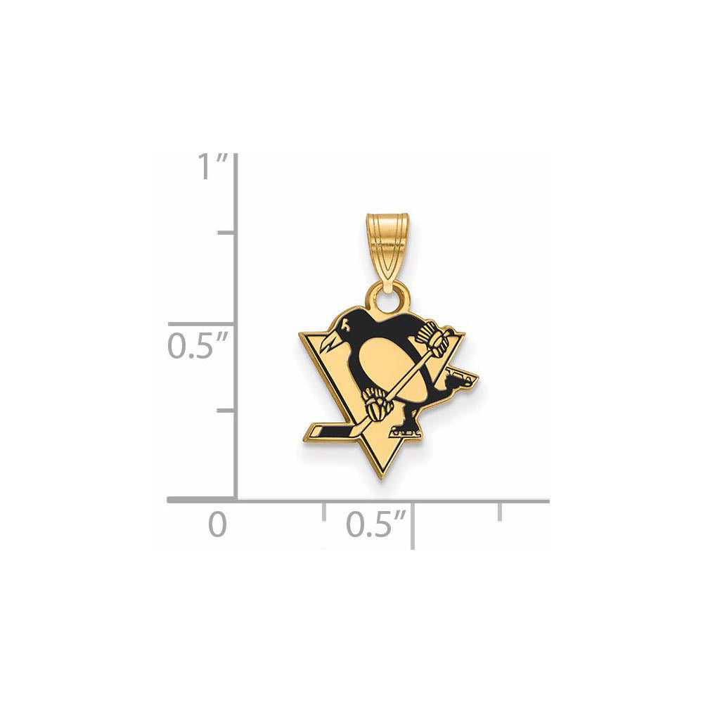 Alternate view of the SS 14k Yellow Gold Plated NHL Pittsburgh Penguins SM Enamel Pendant by The Black Bow Jewelry Co.