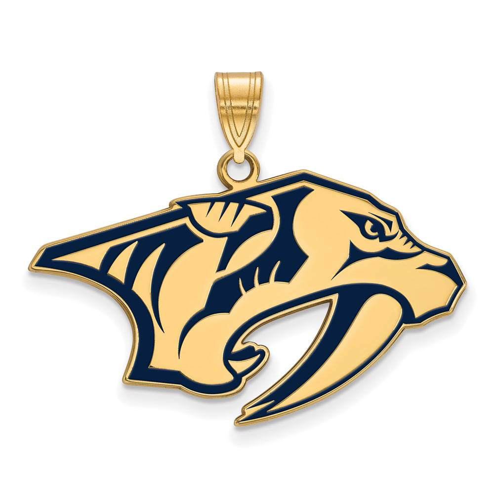 SS 14k Yellow Gold Plated NHL Nashville Predators LG Enamel Pendant, Item P30221 by The Black Bow Jewelry Co.