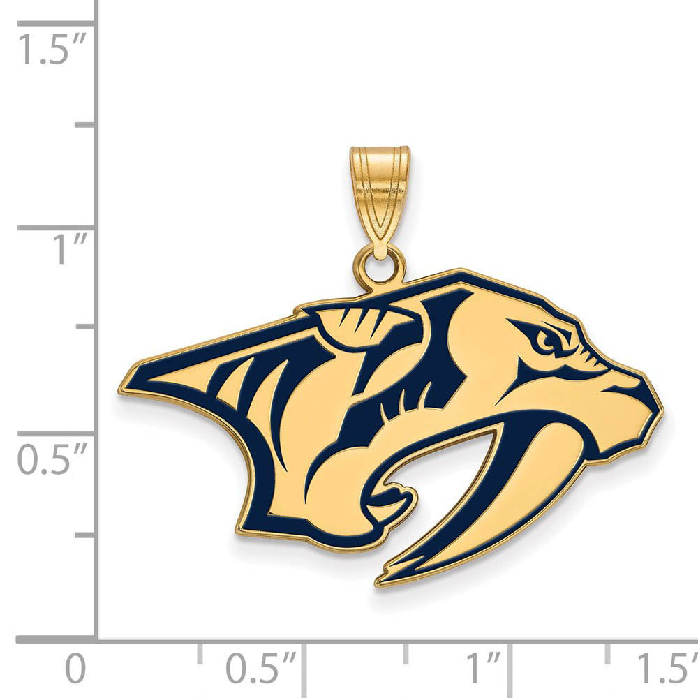 Alternate view of the SS 14k Yellow Gold Plated NHL Nashville Predators LG Enamel Pendant by The Black Bow Jewelry Co.