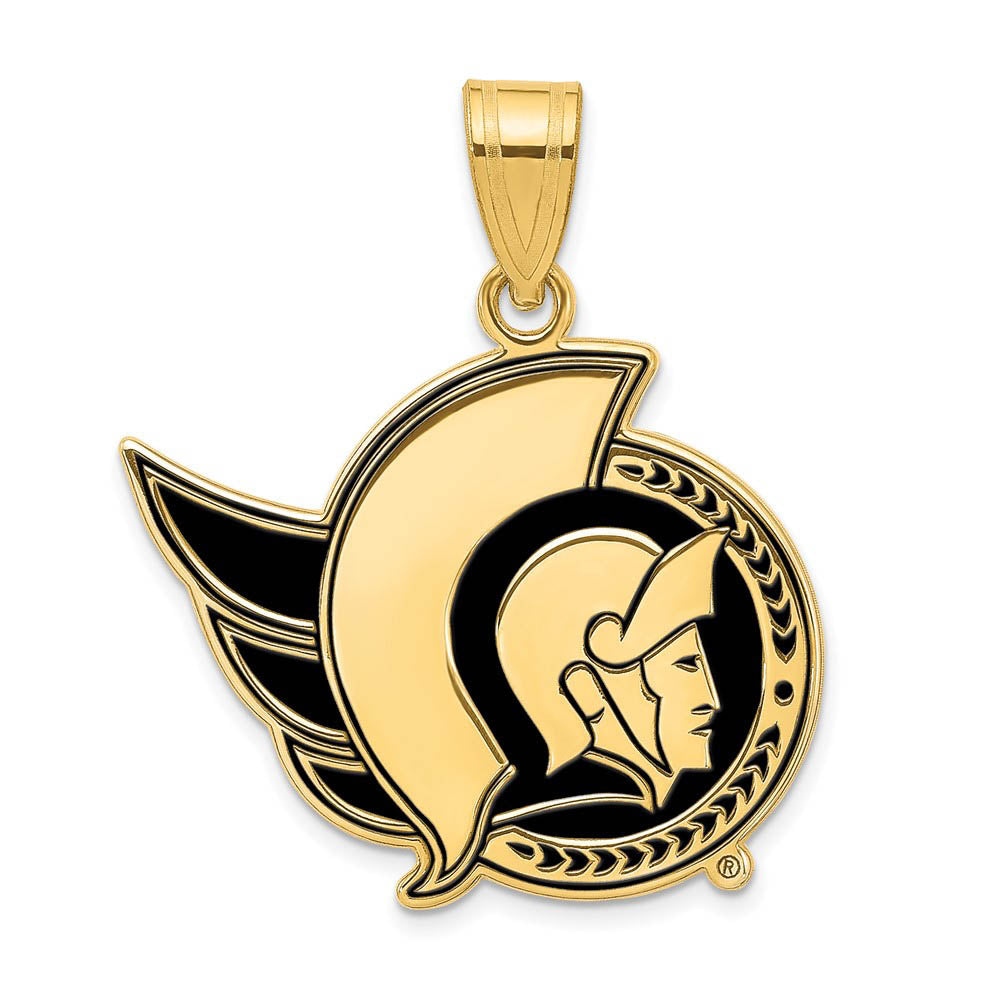 SS 14k Yellow Gold Plated NHL Ottawa Senators LG Enamel Pendant, Item P30226 by The Black Bow Jewelry Co.