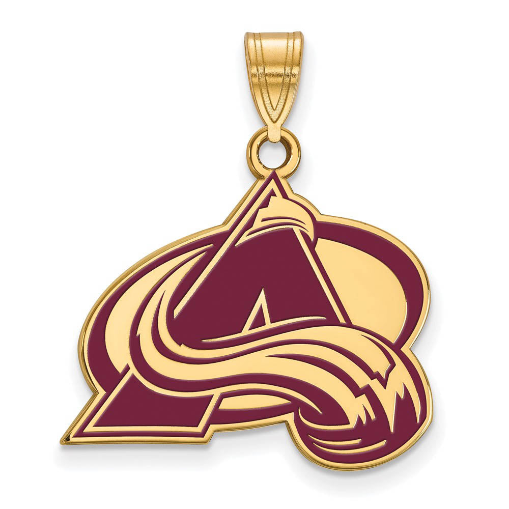 SS 14k Yellow Gold Plated NHL Colorado Avalanche LG Enamel Pendant, Item P30227 by The Black Bow Jewelry Co.