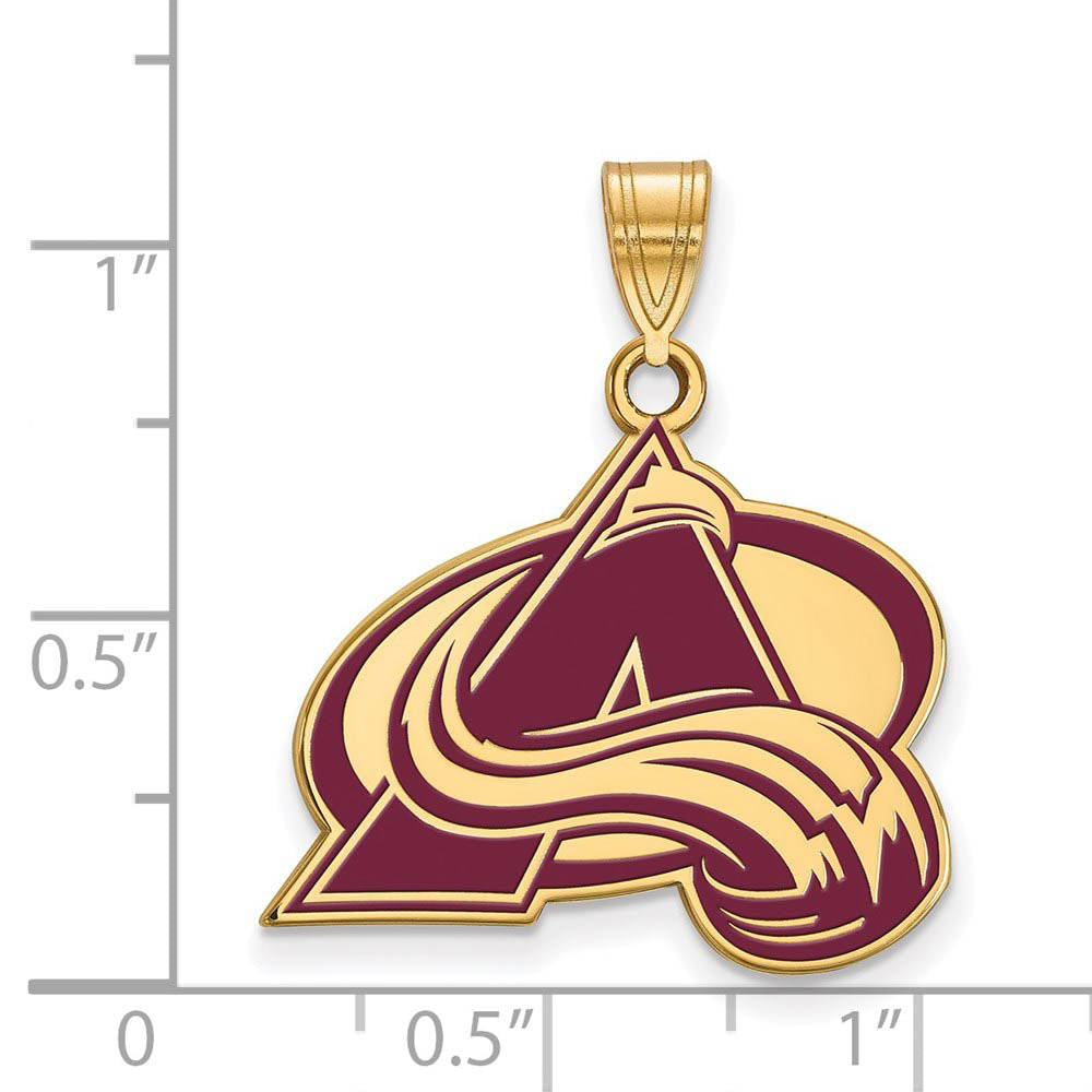 Alternate view of the SS 14k Yellow Gold Plated NHL Colorado Avalanche LG Enamel Pendant by The Black Bow Jewelry Co.