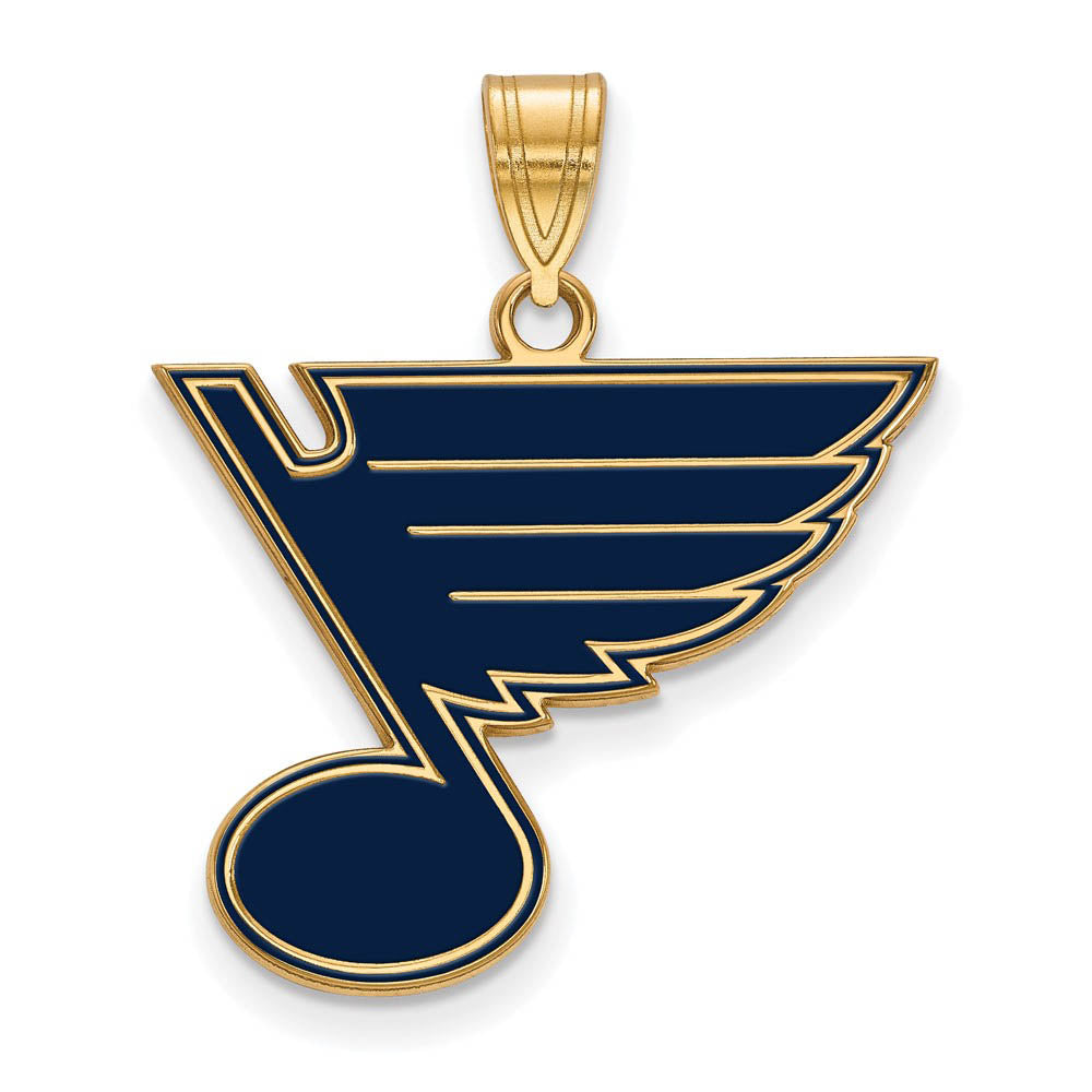 SS 14k Yellow Gold Plated NHL St. Louis Blues LG Enamel Pendant, Item P30232 by The Black Bow Jewelry Co.