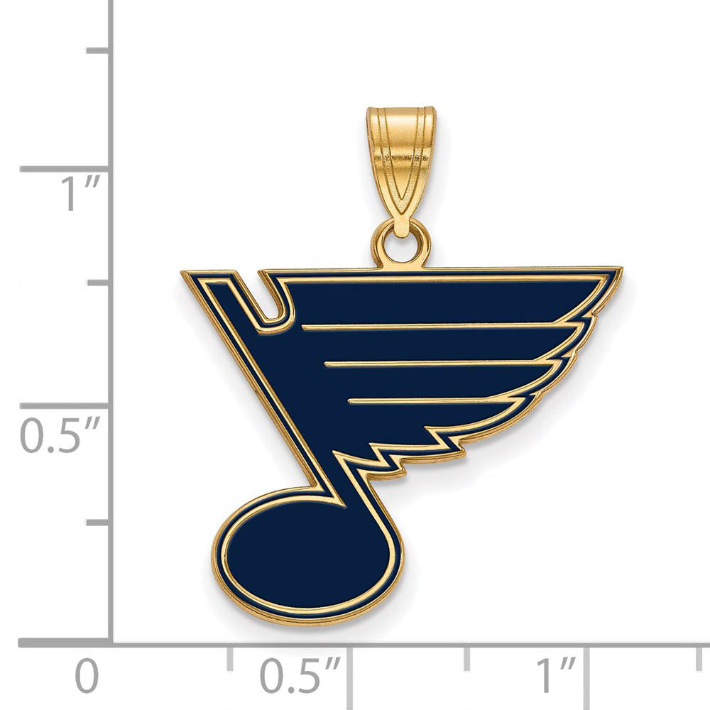 Alternate view of the SS 14k Yellow Gold Plated NHL St. Louis Blues LG Enamel Pendant by The Black Bow Jewelry Co.