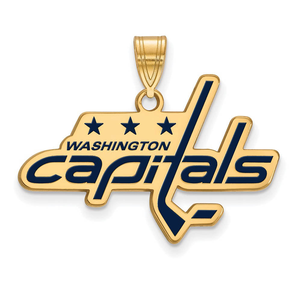 SS 14k Yellow Gold Plated NHL Washington Capitals LG Enamel Pendant, Item P30243 by The Black Bow Jewelry Co.