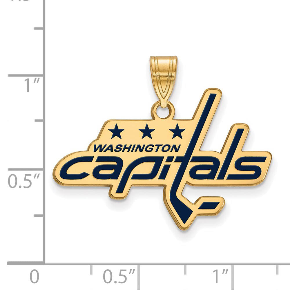 Alternate view of the SS 14k Yellow Gold Plated NHL Washington Capitals LG Enamel Pendant by The Black Bow Jewelry Co.