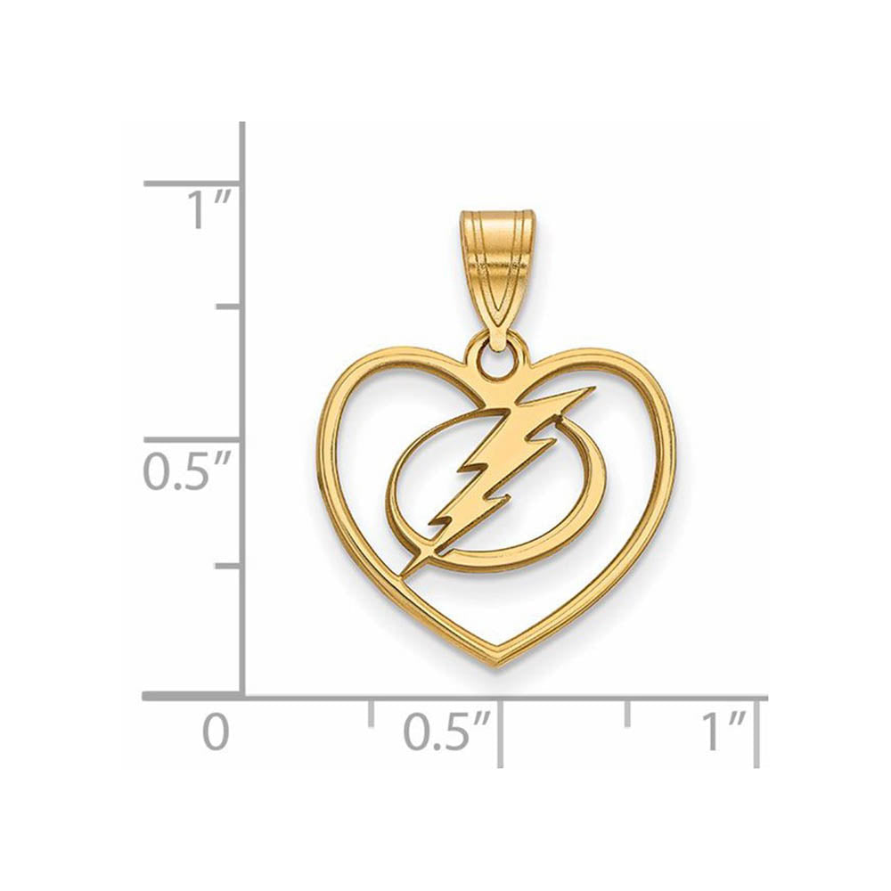 Alternate view of the SS 14k Yellow Gold Plated NHL Tampa Bay Lightning Heart Pendant by The Black Bow Jewelry Co.