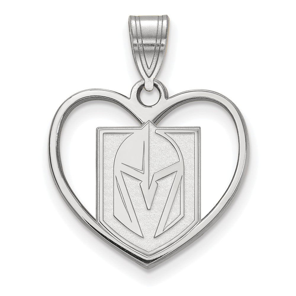 Sterling Silver NHL Vegas Golden Knights Heart Pendant, Item P30253 by The Black Bow Jewelry Co.