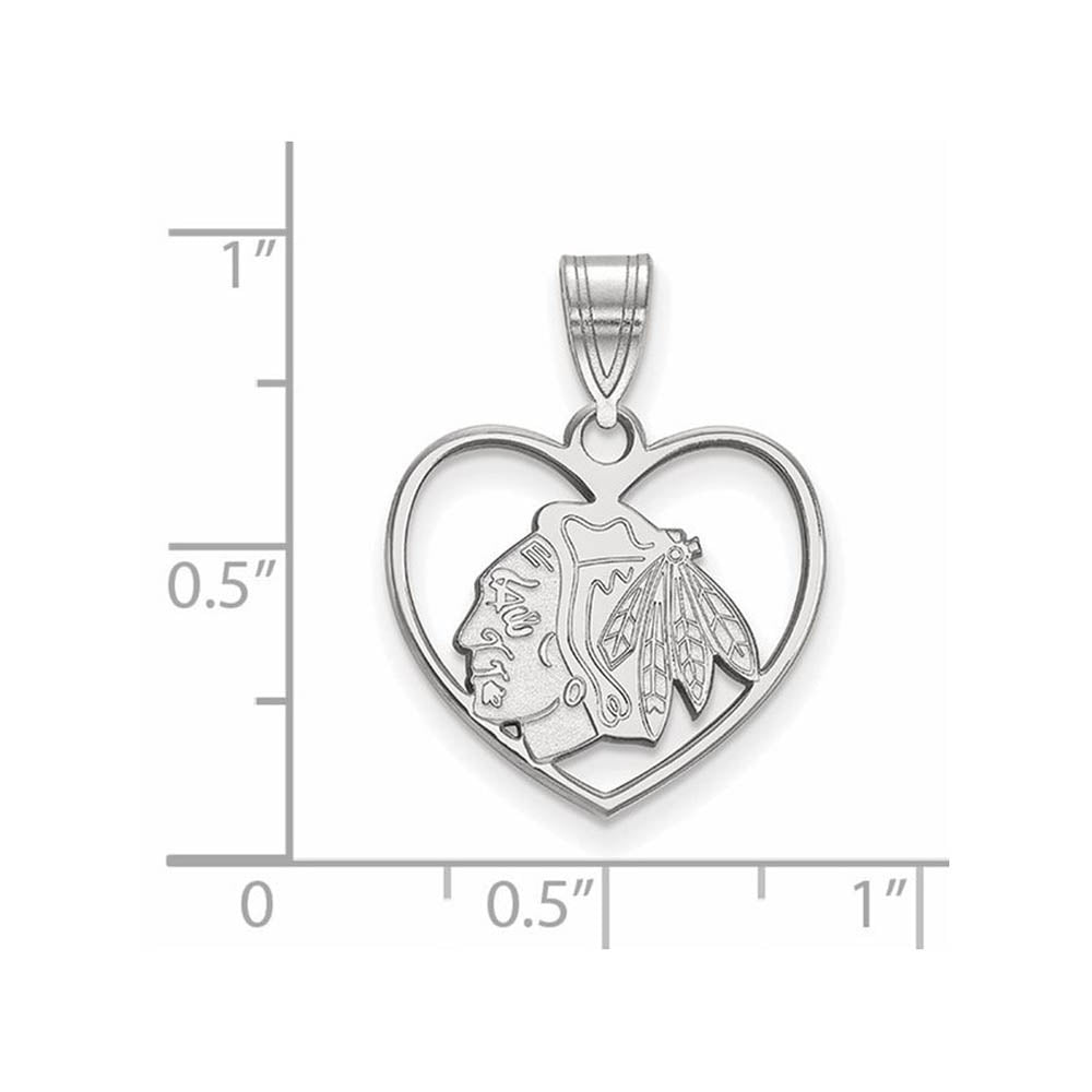 Alternate view of the Sterling Silver NHL Chicago Blackhawks Heart Pendant by The Black Bow Jewelry Co.