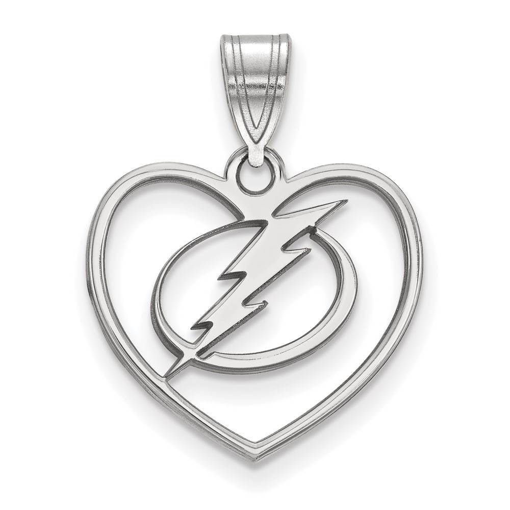 Sterling Silver NHL Tampa Bay Lightning Heart Pendant, Item P30256 by The Black Bow Jewelry Co.