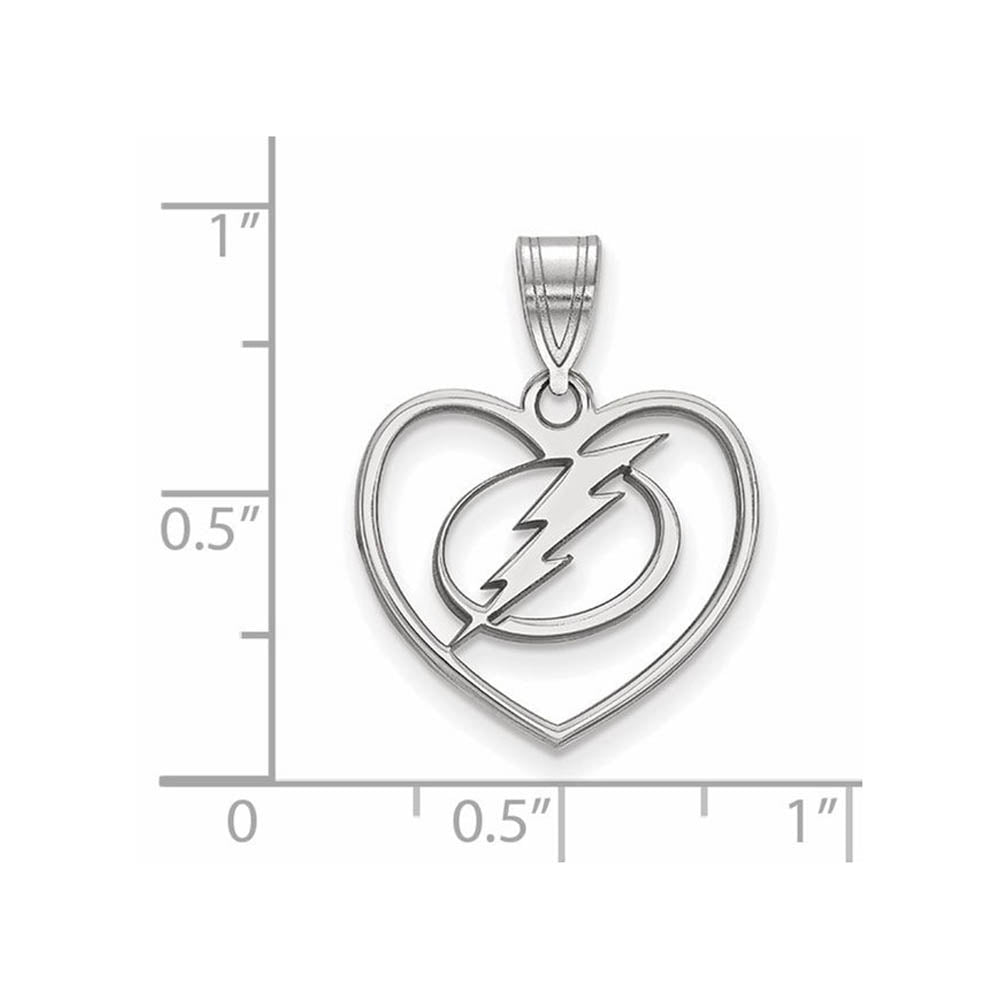 Alternate view of the Sterling Silver NHL Tampa Bay Lightning Heart Pendant by The Black Bow Jewelry Co.