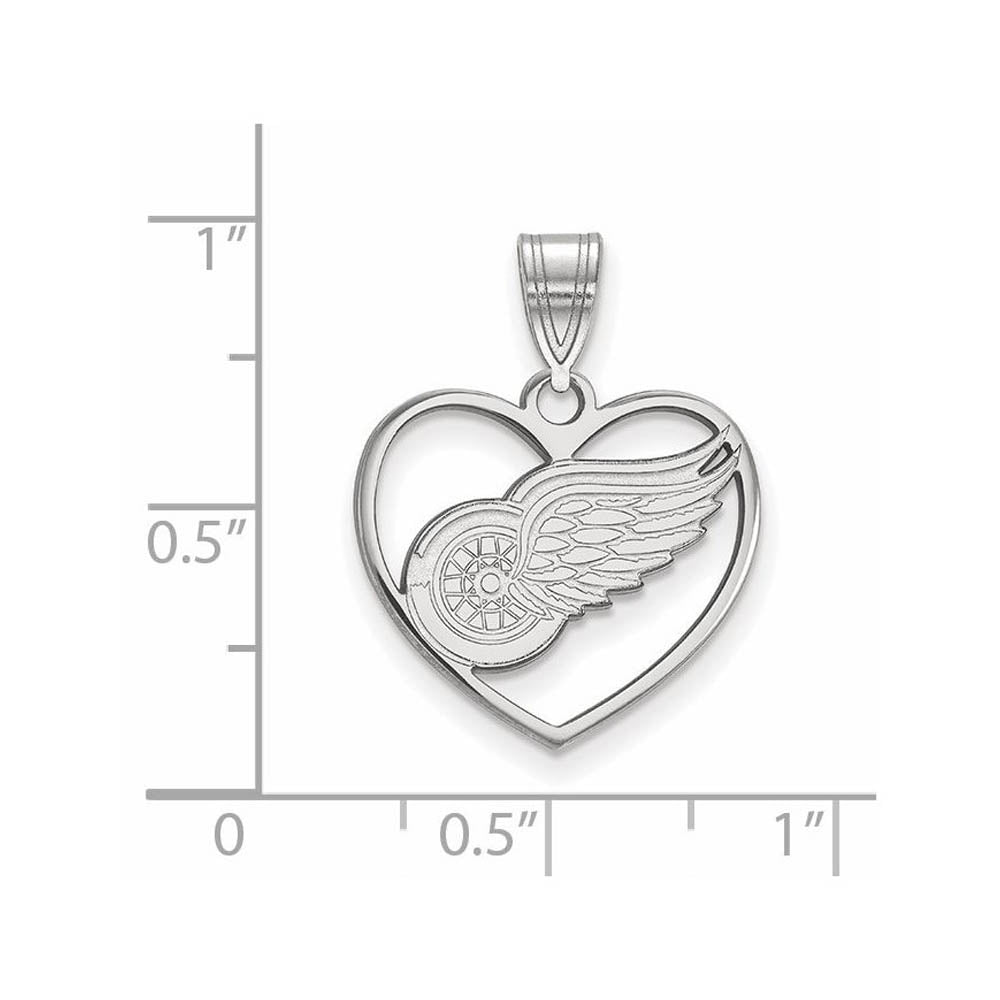 Alternate view of the Sterling Silver NHL Detroit Red Wings Heart Pendant by The Black Bow Jewelry Co.