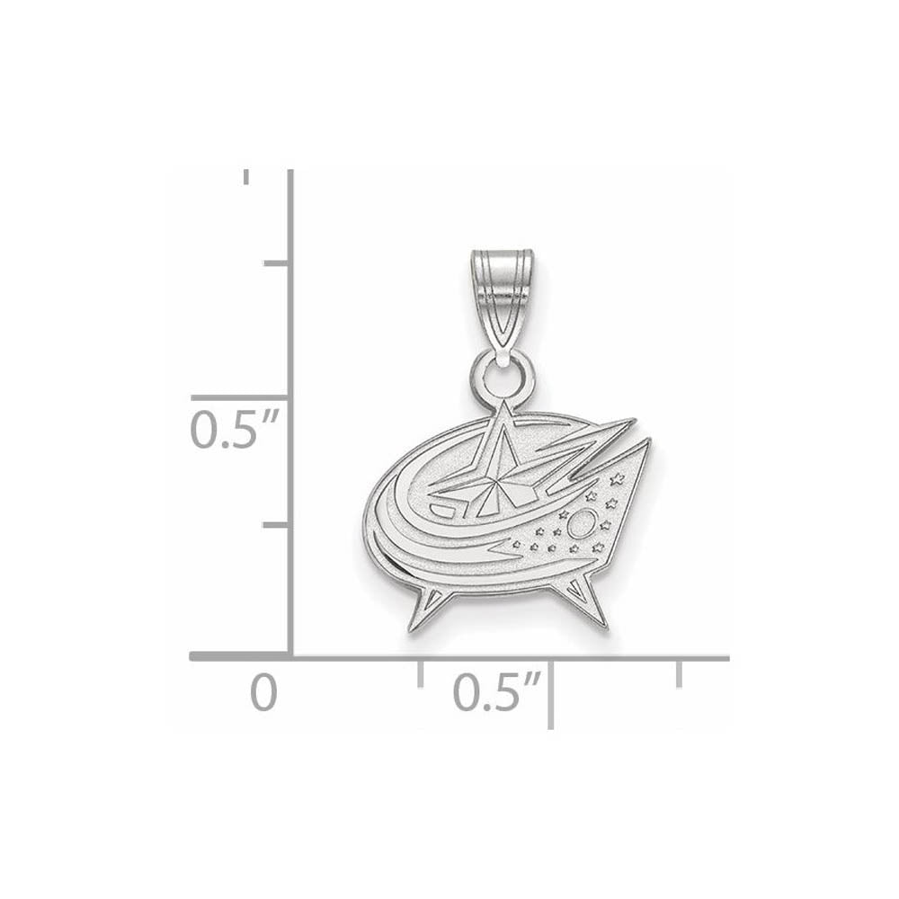 Alternate view of the Sterling Silver NHL Columbus Blue Jackets Small Pendant by The Black Bow Jewelry Co.