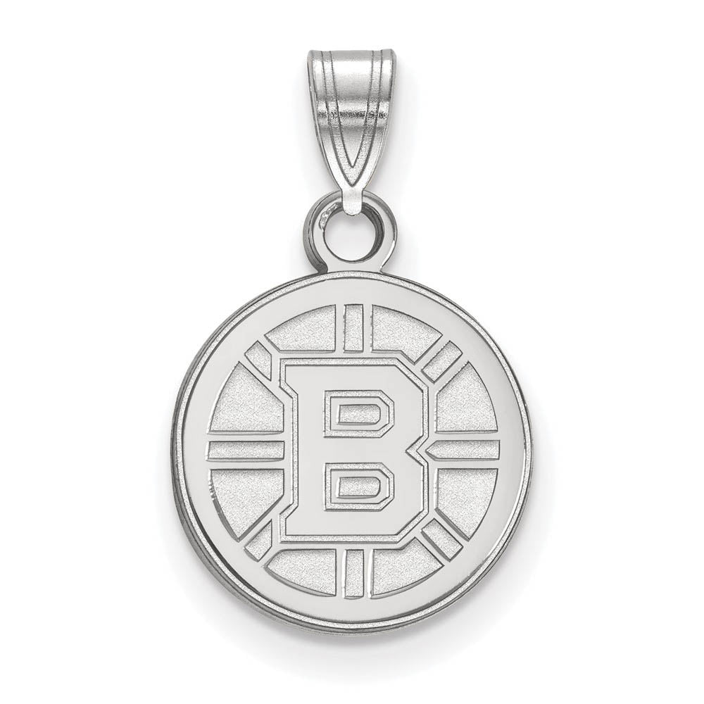 Sterling Silver NHL Boston Bruins Small Disc Pendant, Item P30301 by The Black Bow Jewelry Co.