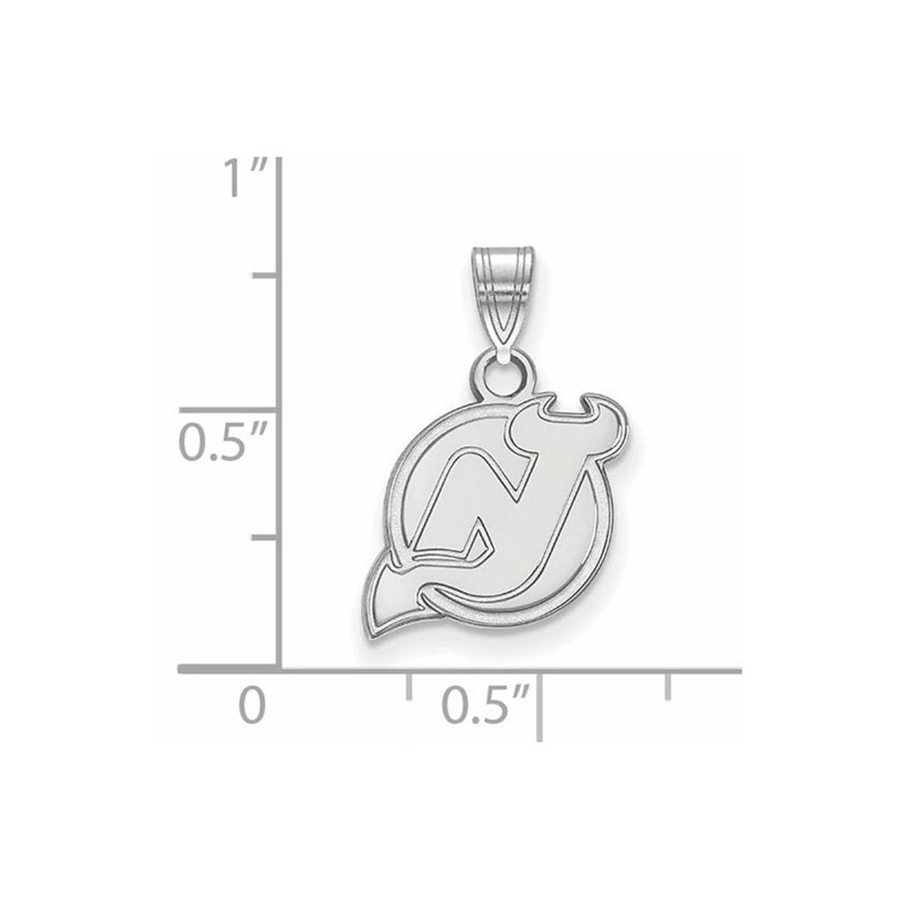 Alternate view of the Sterling Silver NHL New Jersey Devils Small Pendant by The Black Bow Jewelry Co.