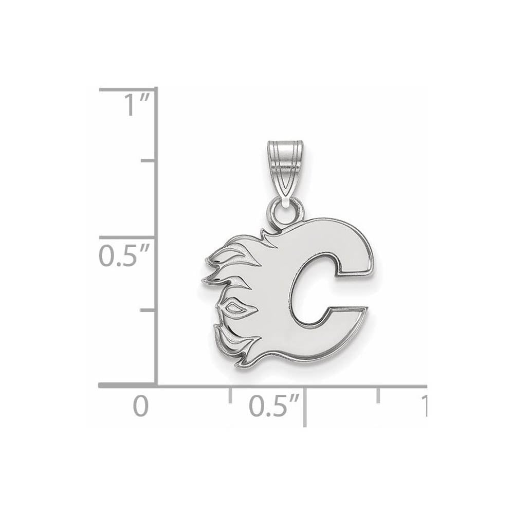 Alternate view of the Sterling Silver NHL Calgary Flames Small Pendant by The Black Bow Jewelry Co.