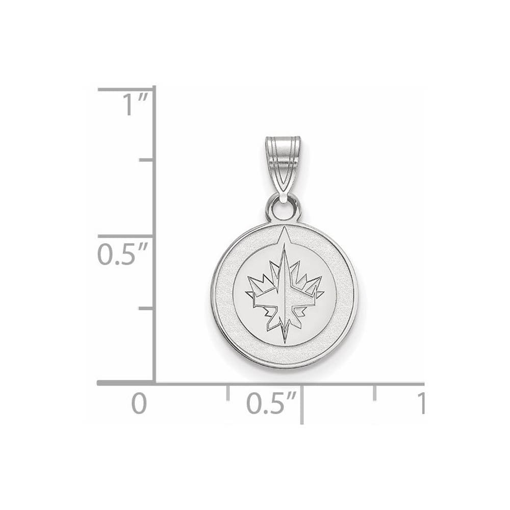 Alternate view of the Sterling Silver NHL Winnipeg Jets Small Disc Pendant by The Black Bow Jewelry Co.