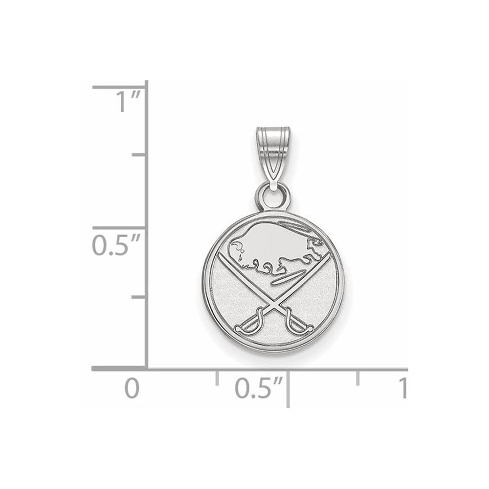 Alternate view of the Sterling Silver NHL Buffalo Sabres Small Disc Pendant by The Black Bow Jewelry Co.