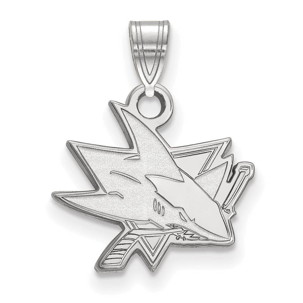 Sterling Silver NHL San Jose Sharks Small Pendant, Item P30318 by The Black Bow Jewelry Co.
