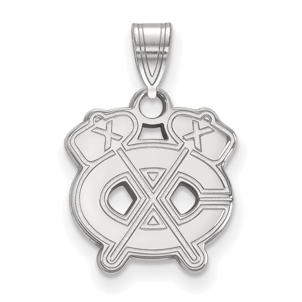 Sterling Silver NHL Chicago Blackhawks Small Pendant, Item P30321 by The Black Bow Jewelry Co.
