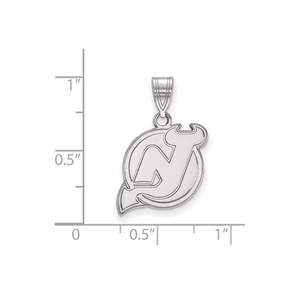 Alternate view of the Sterling Silver NHL New Jersey Devils Medium Pendant by The Black Bow Jewelry Co.