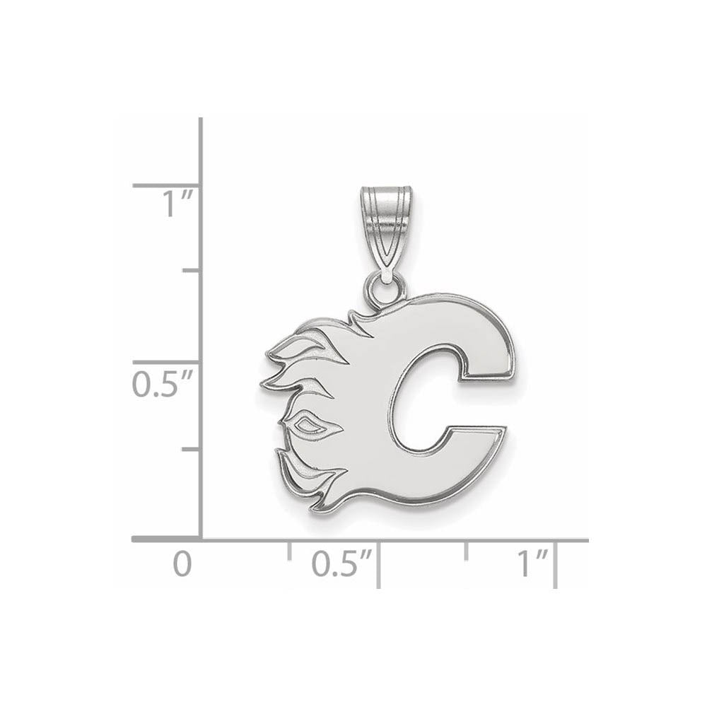 Alternate view of the Sterling Silver NHL Calgary Flames Medium Pendant by The Black Bow Jewelry Co.