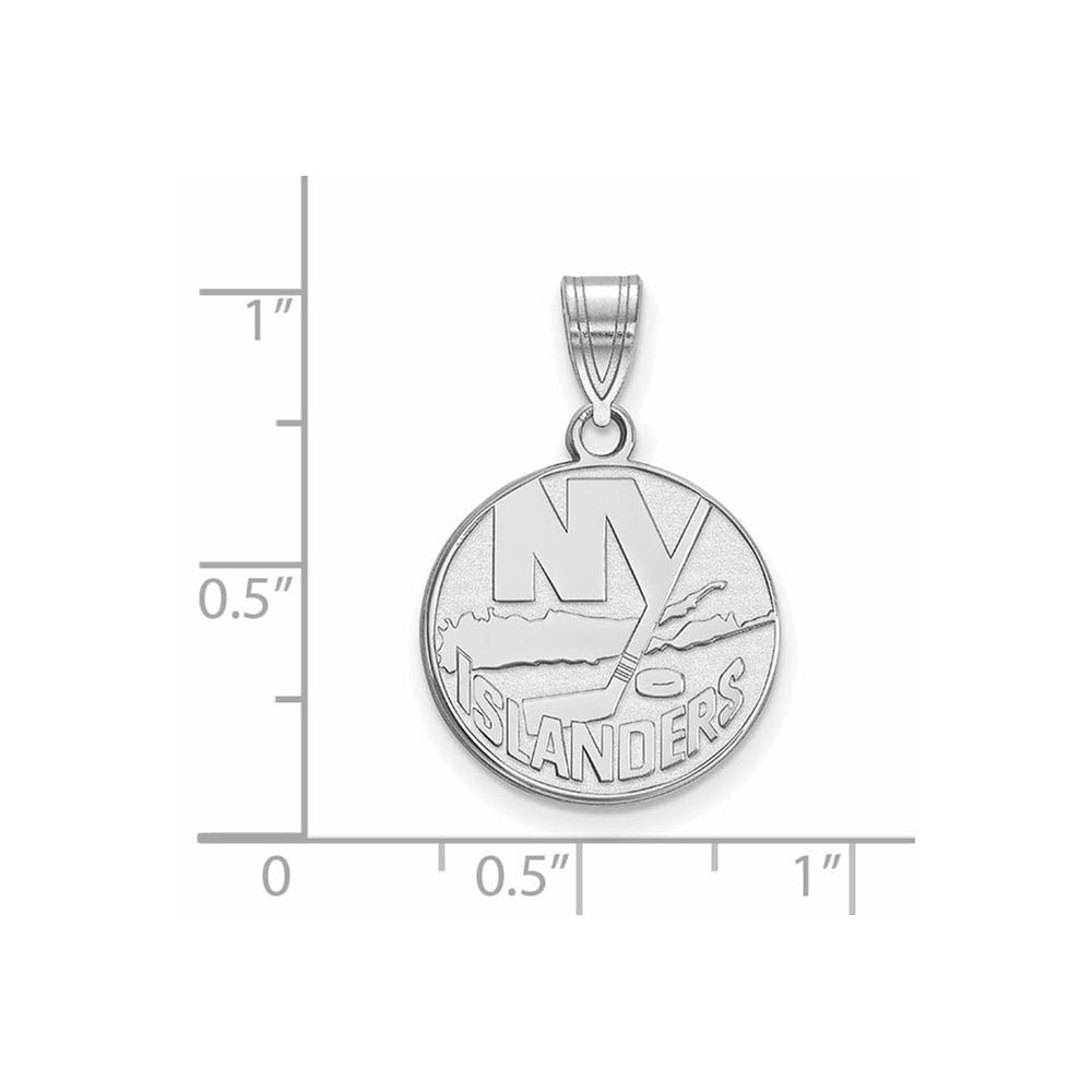 Alternate view of the Sterling Silver NHL New York Islanders MD Disc Pendant by The Black Bow Jewelry Co.
