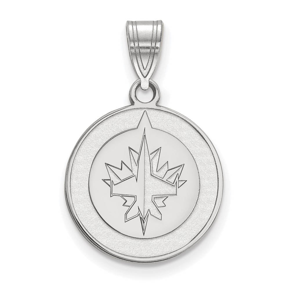 Sterling Silver NHL Winnipeg Jets Medium Disc Pendant, Item P30335 by The Black Bow Jewelry Co.