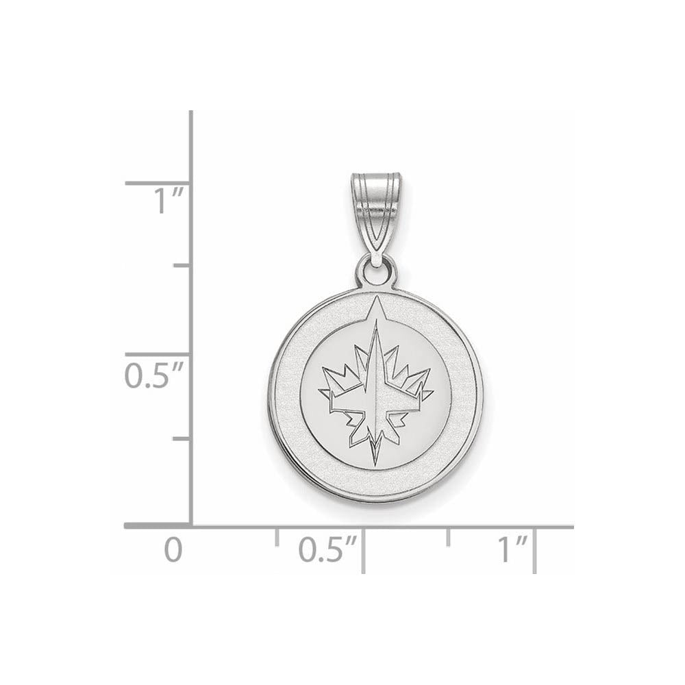 Alternate view of the Sterling Silver NHL Winnipeg Jets Medium Disc Pendant by The Black Bow Jewelry Co.