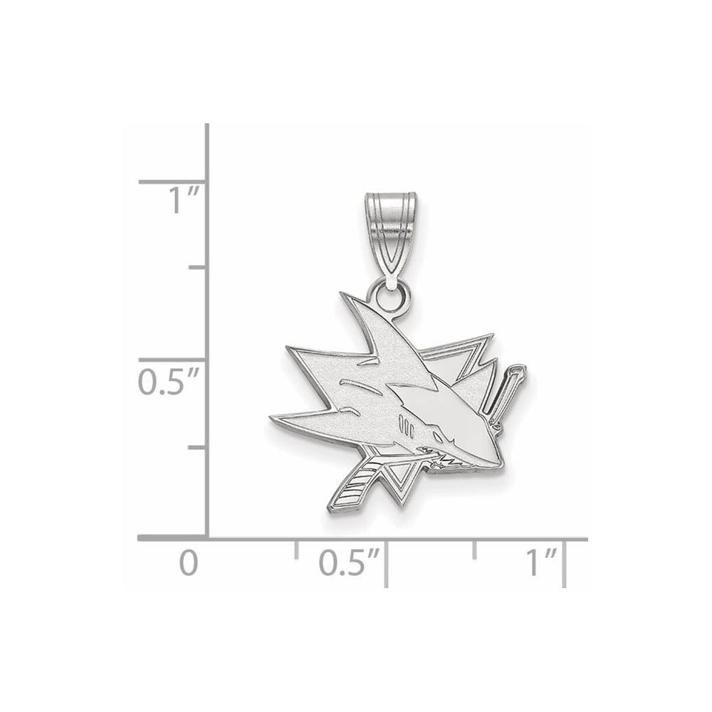 Alternate view of the Sterling Silver NHL San Jose Sharks Medium Pendant by The Black Bow Jewelry Co.