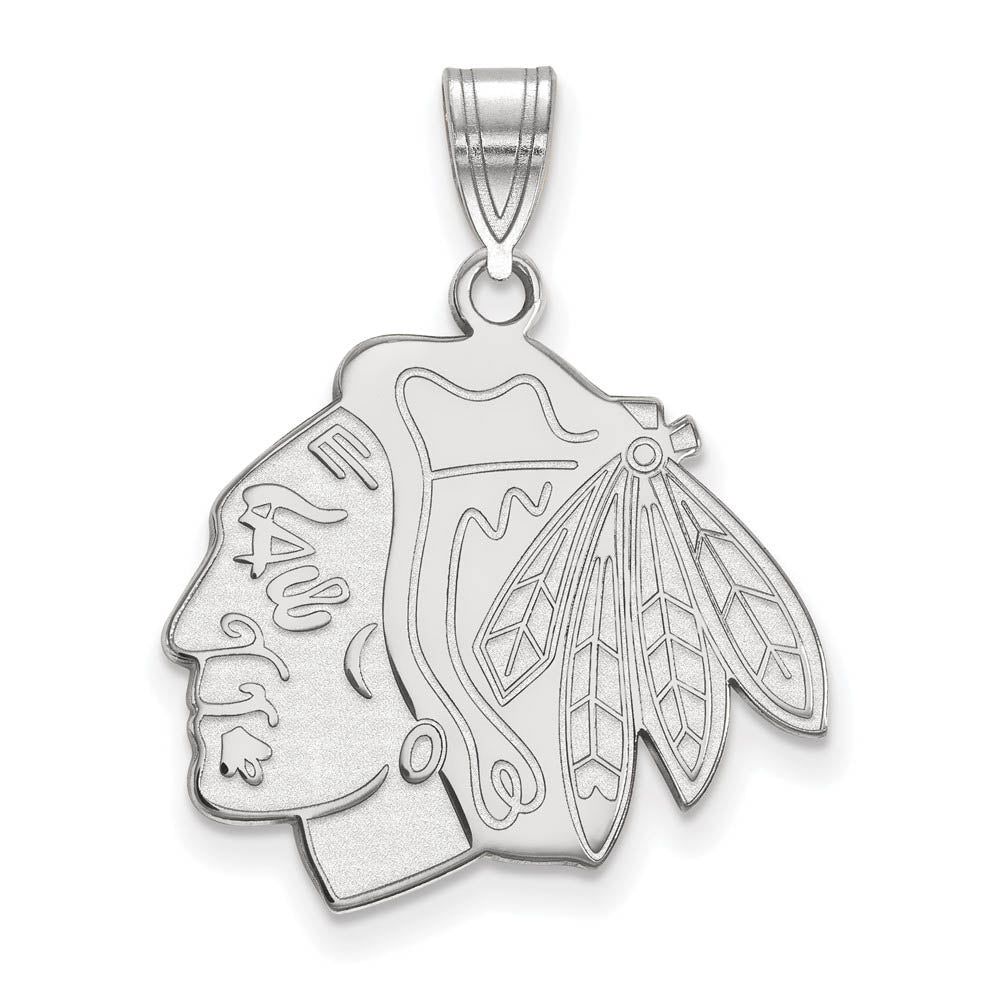 Sterling Silver NHL Chicago Blackhawks LG Logo Pendant, Item P30359 by The Black Bow Jewelry Co.