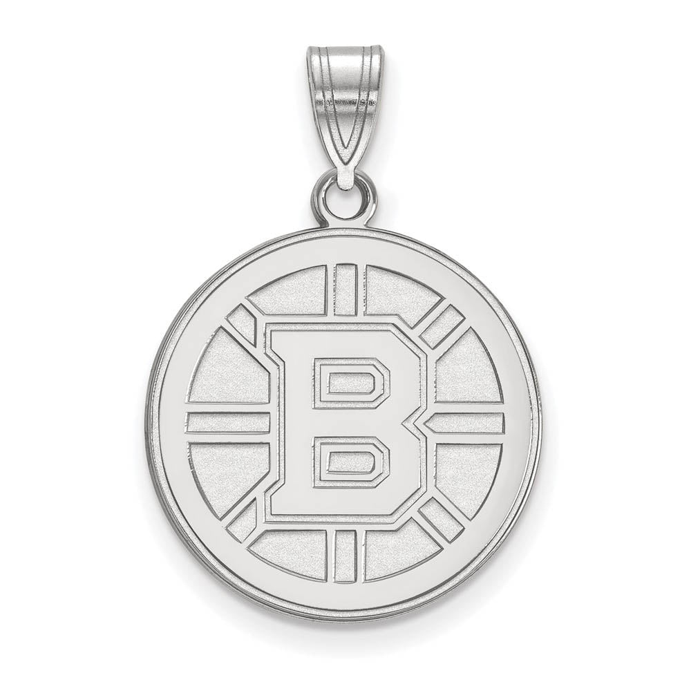 Sterling Silver NHL Boston Bruins Large Disc Pendant, Item P30361 by The Black Bow Jewelry Co.