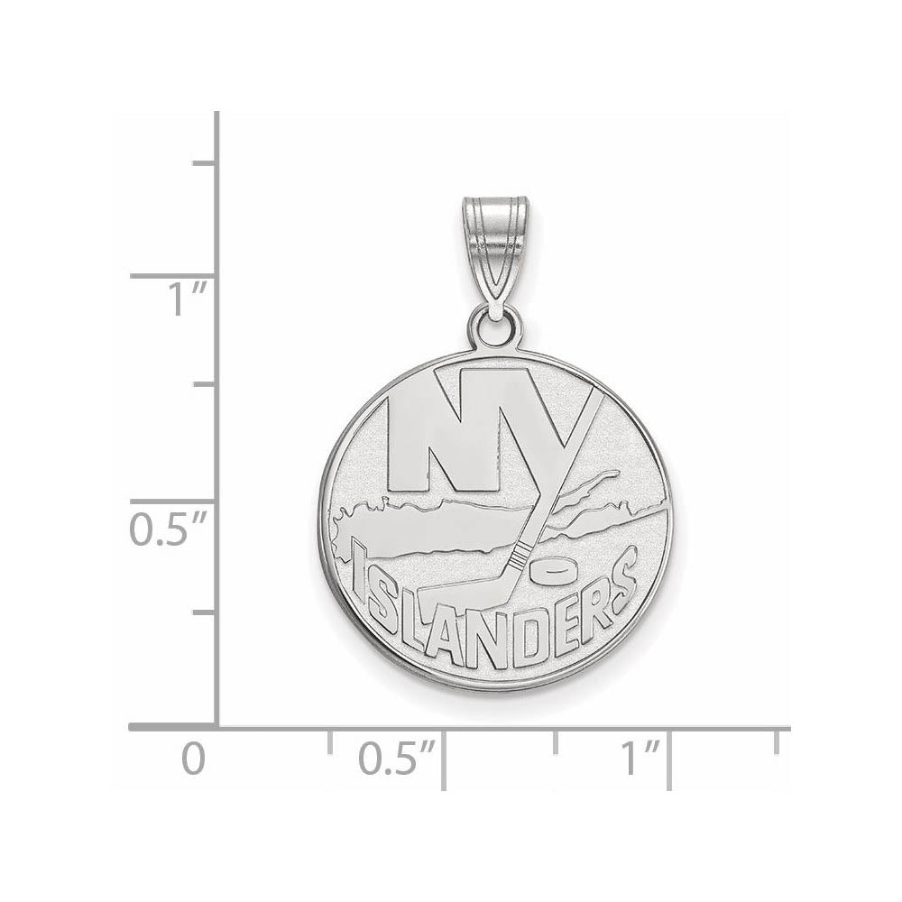 Alternate view of the Sterling Silver NHL New York Islanders LG Disc Pendant by The Black Bow Jewelry Co.